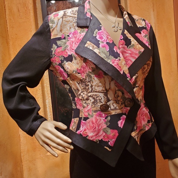 RAMPAGE blouse/jacket/top Women Small Black/floral - Picture 1 of 8